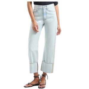Veronica Beard Cropped Wide-Leg Light Wash Jeans - Pale Blue